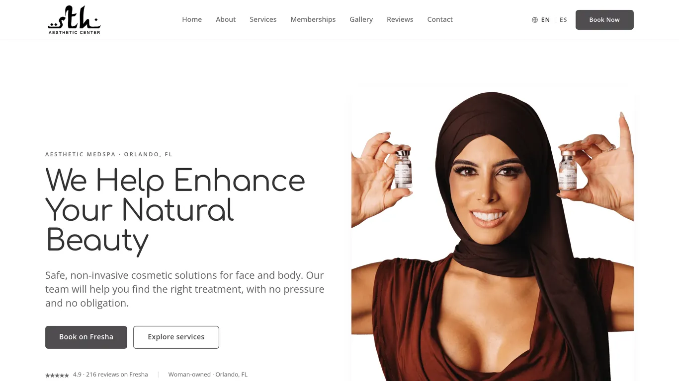 STH Aesthetic Center website screenshot